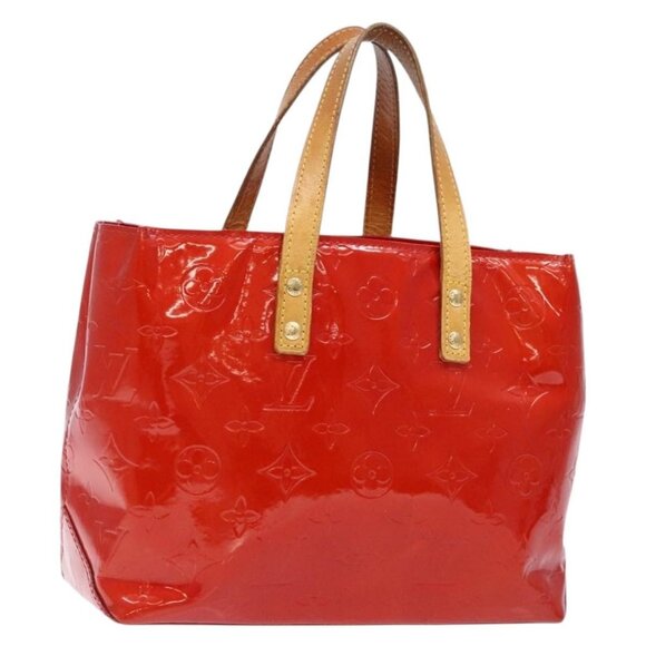 LOUIS VUITTON Monogram Vernis Reade PM Hand Bag Red Rouge LV Auth - Picture 1 of 16